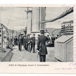 CPA - Marine Militaire  - La Vie du Marin . D&eacute;file de l'&Eacute;quipage devant le Commandant  - N&deg;3052