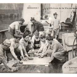 CPA - Marine Militaire  - La Vie du Marin . Lavage des Hamacs - N&deg;1742