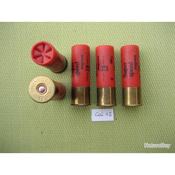 5 Cartouches  Winchester  Magnum  cal  12  50 g  anciennes