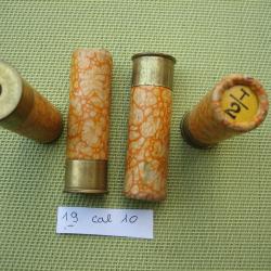 Lot  de  19  Cartouches  origine  Manufrance  en  cal  10  plomb  No  2