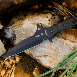Couteau TOPS Knives Abaniko Lame Acier Carbone 1095 Manche G10 Étui Kydex Made In USA TPABKO01
