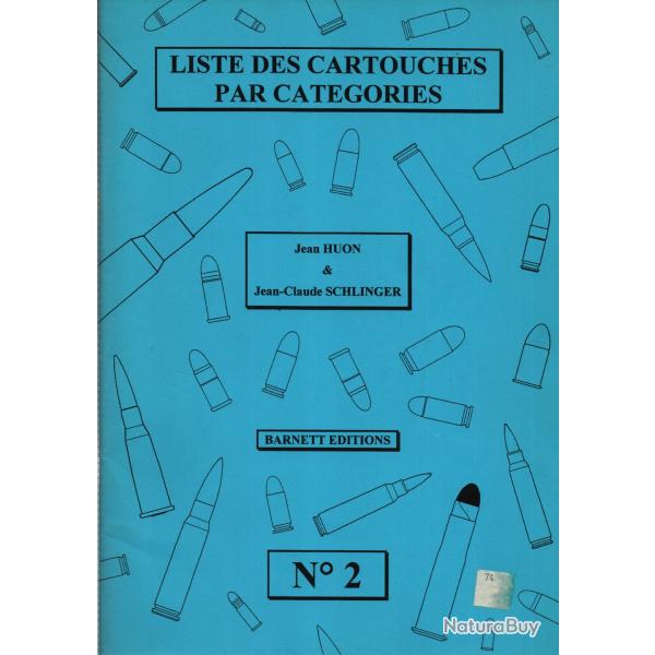 LISTE DES CARTOUCHES PAR CATEGORIES  N2  MUNITION  TIR