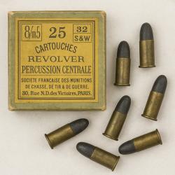 Lot 5 cartouches anciennes - calibre .32 Smith Wesson