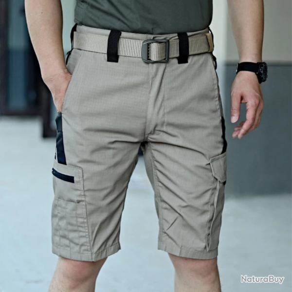 Short Cargo Homme t Impermable Multi-Poches - Schage Rapide, Randonne, Pche, Tissu Rsistant B