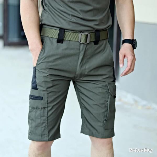 Short Cargo Homme t Impermable Multi-Poches - Schage Rapide, Randonne, Pche, Tissu Rsistant V