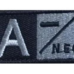 Patch A- Groupe sanguin A- Noir velcro - Livraison gratuite