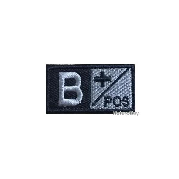 Patch Groupe sanguin B+ Noir velcro - Livraison gratuite