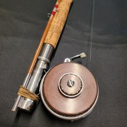 Ancienne Canne bambou refendu + Épuisette
