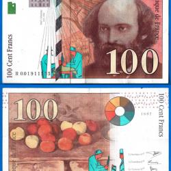 France 100 Francs 1997 Billet Cezanne Peintre Serie Z Franc Frcs Frs Frc