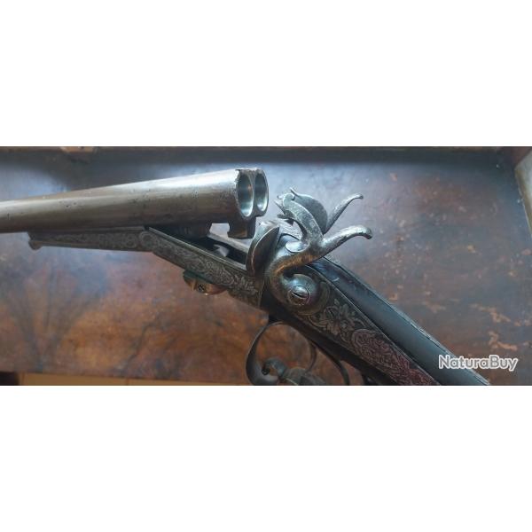 fusil  broche joliment grav
