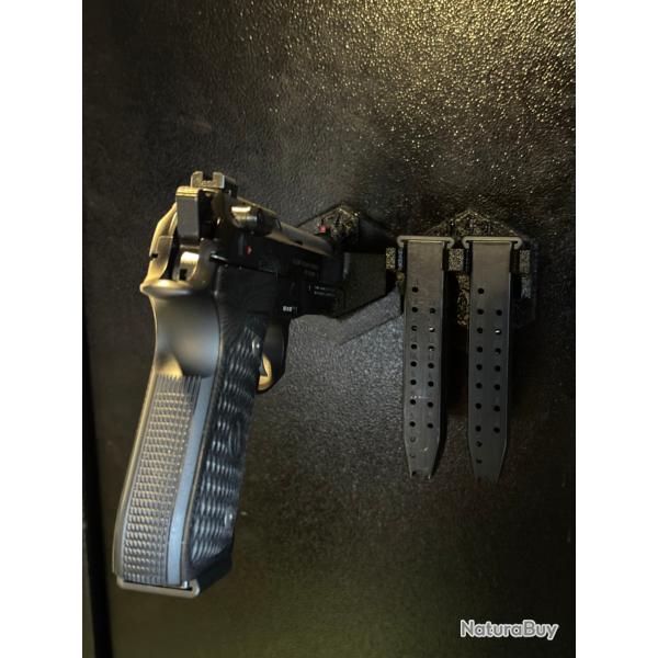 Support magntique HexaLock - Rangement aimant pour pistolets et chargeurs 9mm standards