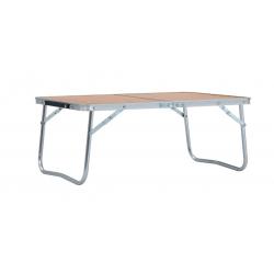 Table de camping pliable marron 60x40 cm - Aluminium léger et MDF, pratique activités en plein air