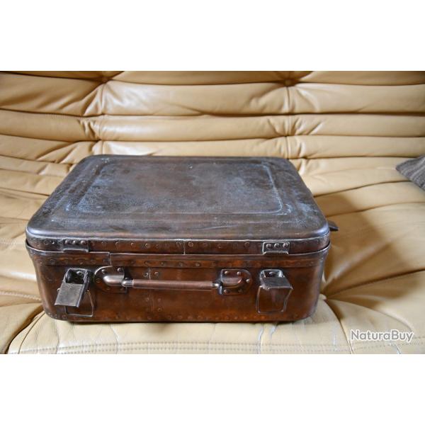 Trs rare caisse en cuivre pour transport fuses d'obus fin 19 sicle