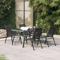 Ensemble à manger de jardin 5 pcs Gris et noir