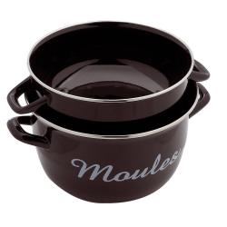 Soldes ! Marmite à moules individuelle 24 cm noire acier émaillé