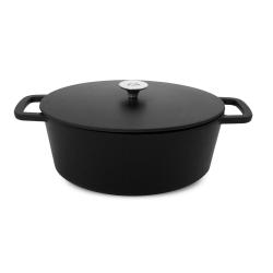 Soldes ! Cocotte en fonte d'aluminium noire ronde avec couvercle 20 cm