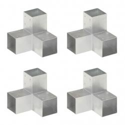 Connecteurs de poteau 4 pcs Forme en Y Métal galvanisé 91x91 mm