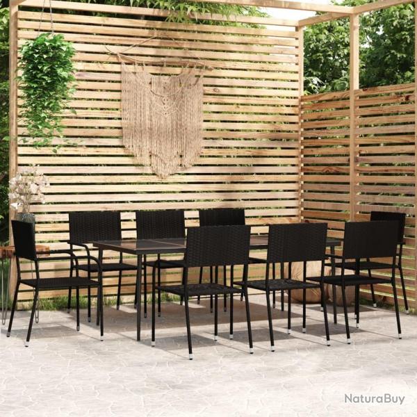 Ensemble  manger de jardin 9 pcs Noir