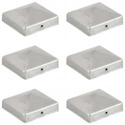 Bouchons de poteau de clôture 6 pcs Métal galvanisé 81x81 mm