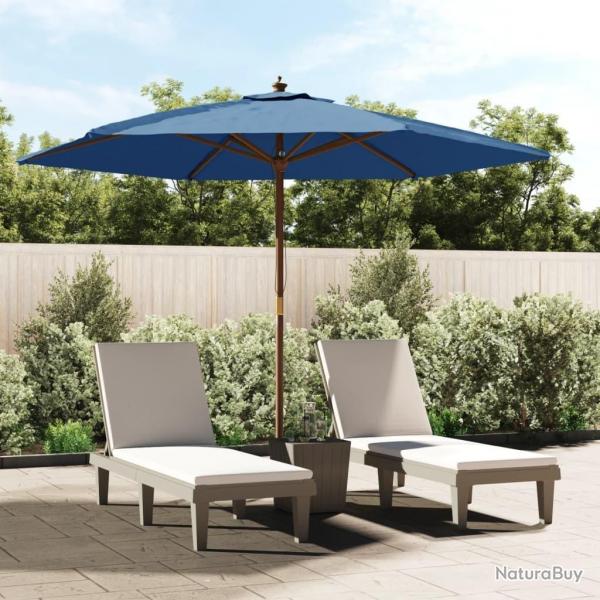 Parasol de jardin avec mt en bois bleu azur 299x240 cm