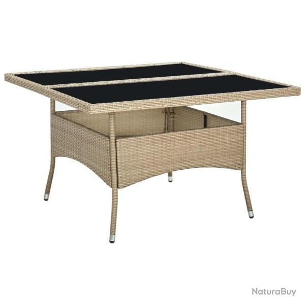 Table  dner d'extrieur Beige Rsine tresse et verre