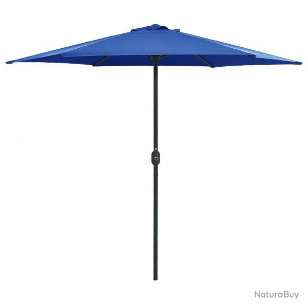 Parasol de jardin et mt en aluminium 270x246 cm Bleu azur