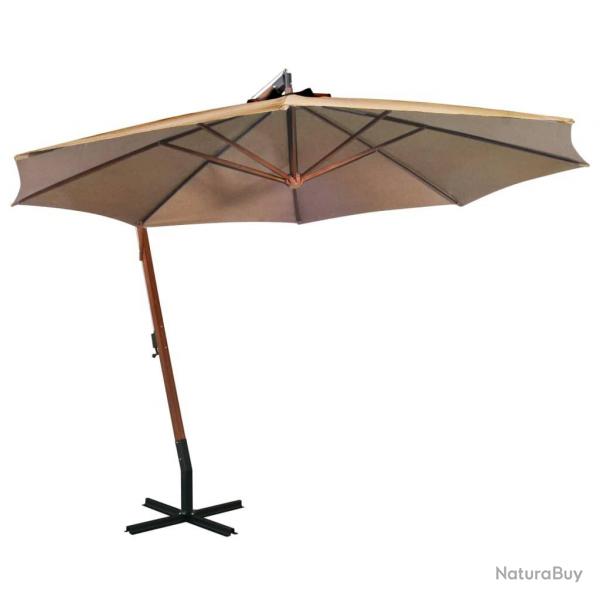 Parasol de jardin suspendu avec mt taupe bois de sapin massif