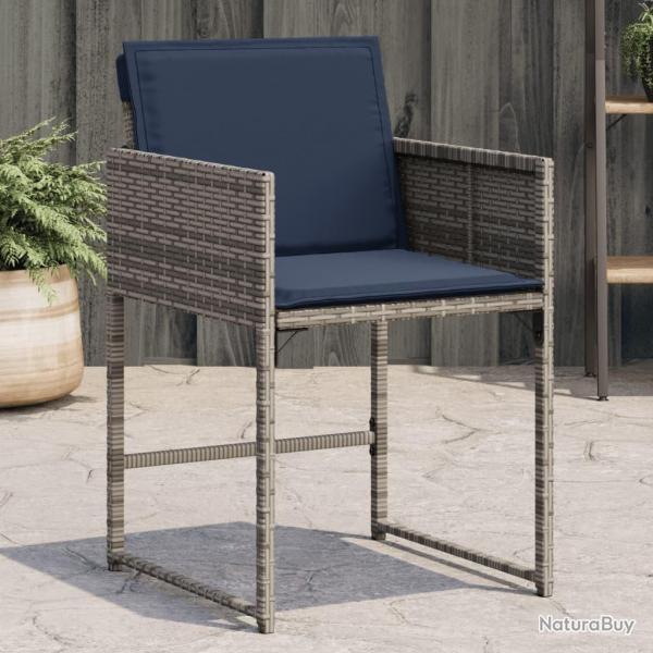 Chaises de jardin avec coussins lot de 4 gris rsine tresse