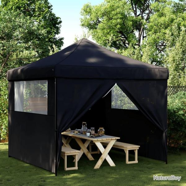 Tente de rception pliable escamotable 4 parois latrales noir