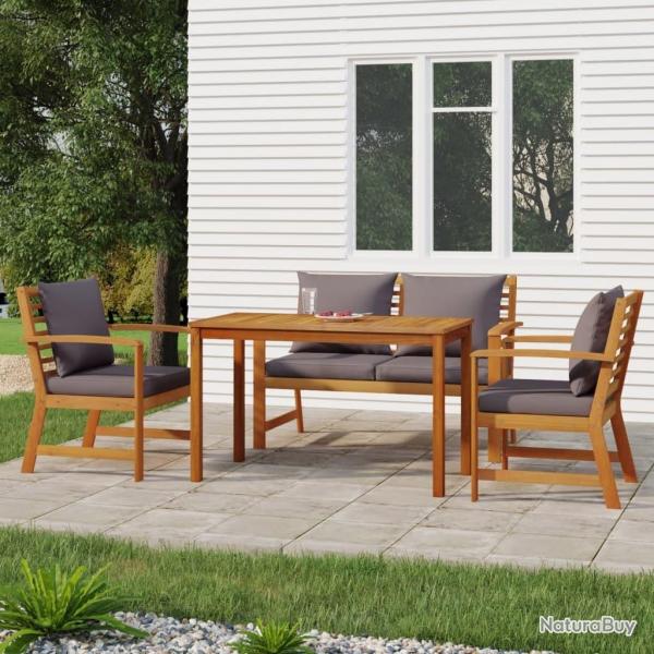 Ensemble  manger de jardin 4 pcs coussins Bois acacia