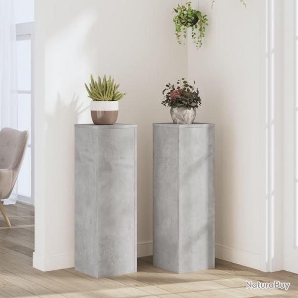 Supports pour plantes 2 pcs gris bton bois d'ingnierie