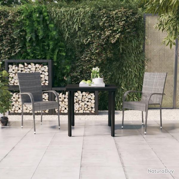Ensemble  manger de jardin 3 pcs Gris et noir