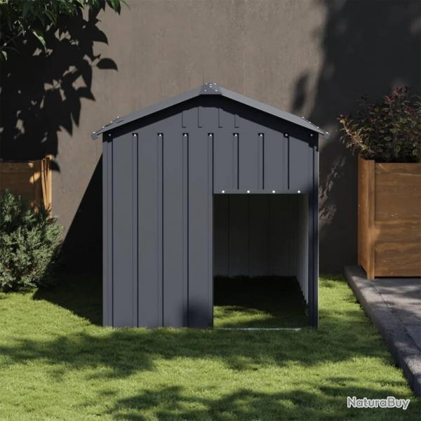 Niche pour chien avec toit anthracite acier galvanis