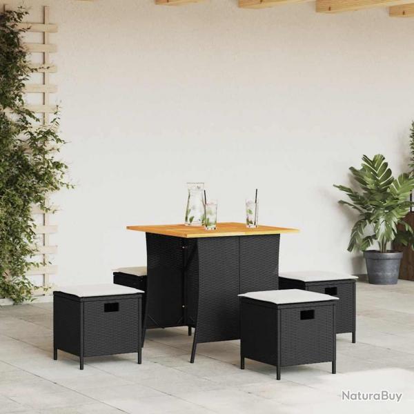 Ensemble  manger de jardin coussins 5pcs noir rsine tresse