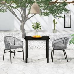 Ensemble à manger de jardin 3 pcs Gris