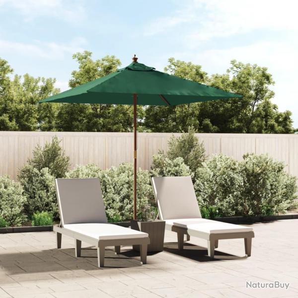 Parasol de jardin avec mt en bois vert 198x198x231 cm