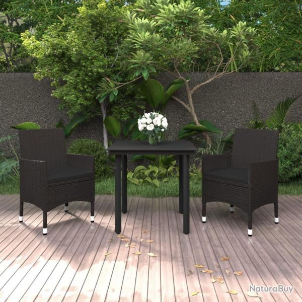 Ensemble  manger de jardin coussins 3 pcs Rsine tresse Verre