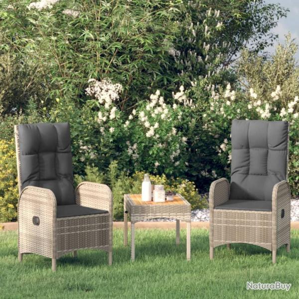 Chaises d'extrieur lot de 2 Rsine tresse Gris