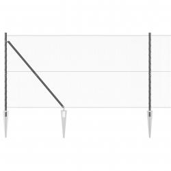 Clôture HexagonaleGrise 1,4x25 m Acier, Poteaux de Clôtureavec Piquet 13 pcs Ø32 mm 160 cm Acier Gal