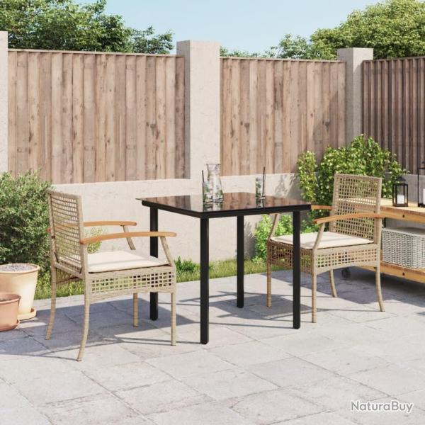 Ensemble  manger de jardin et coussins 3 pcs Beige poly rotin