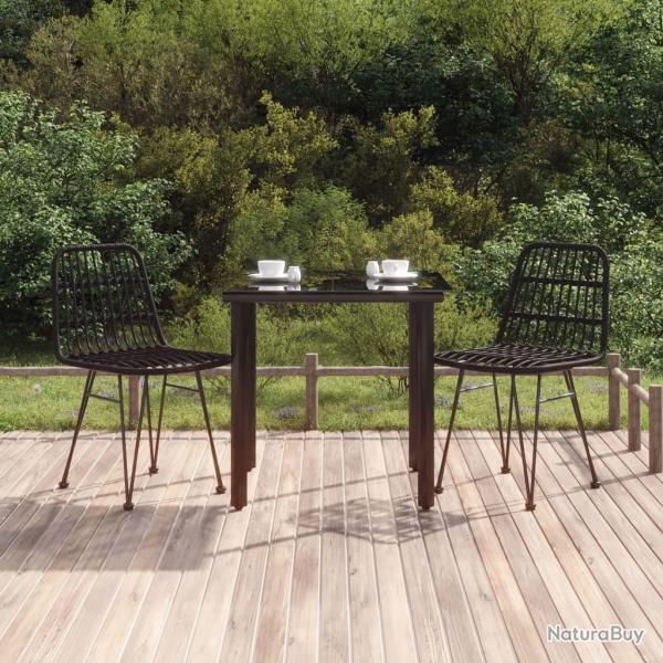 Ensemble  manger de jardin 3 pcs Noir Rsine tresse