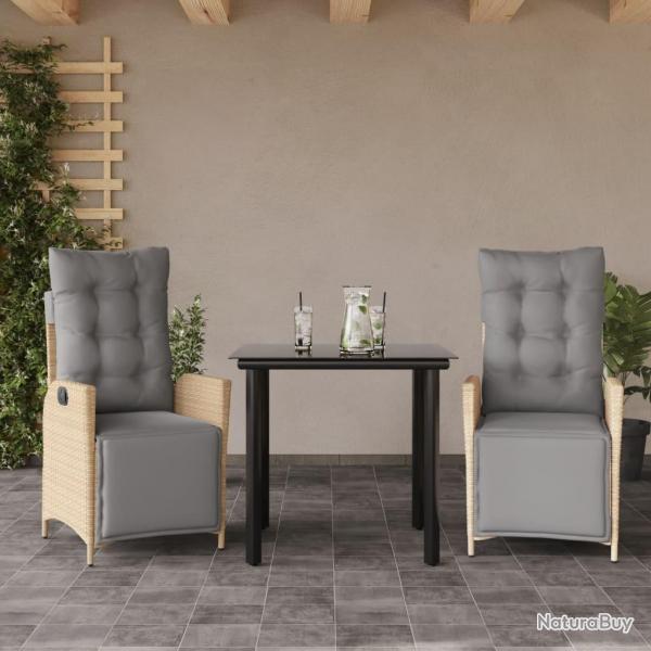Ensemble  manger de jardin et coussins 3 pcs mlange beige