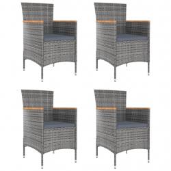 Chaises à manger de jardin lot de 4 Résine tressée Gris
