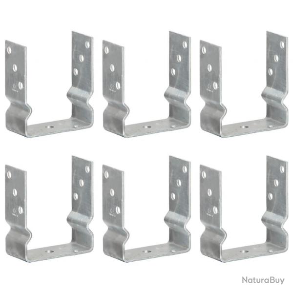 Piquets de clture 6 pcs Argent 12x6x15 cm Acier galvanis