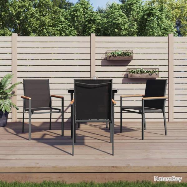 Ensemble  manger de jardin 5 pcs noir textilne et acier