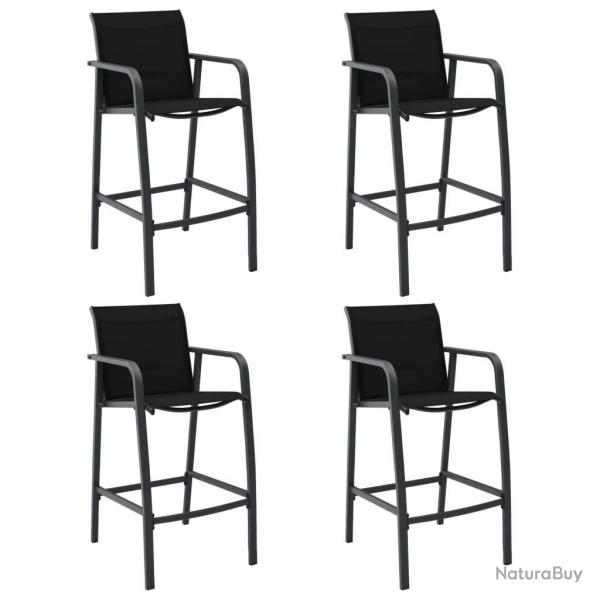 Chaises de bar de jardin lot de 4 Noir Textilne