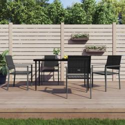 Ensemble à manger de jardin 5 pcs résine tressée acier