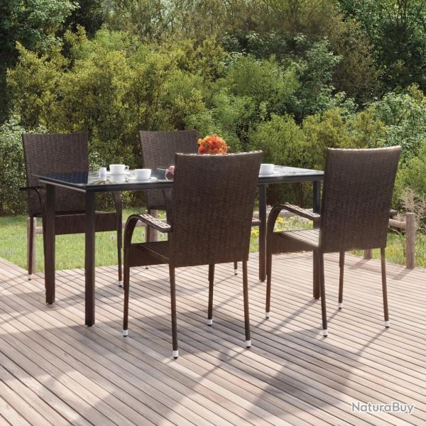 Ensemble  manger de jardin 5 pcs Marron Rsine tresse