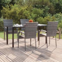 Ensemble à manger de jardin 5 pcs Gris Résine tressée