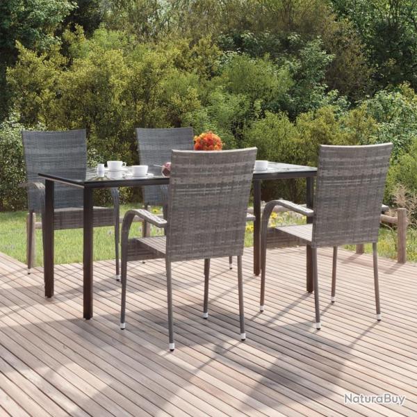 Ensemble  manger de jardin 5 pcs Gris Rsine tresse